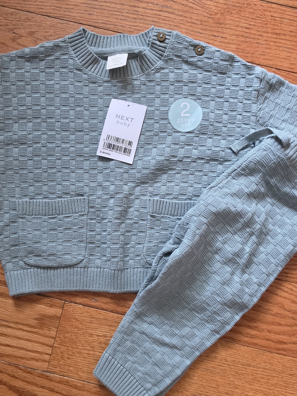 NEXT Baby Knit Two-Piece Set in Dusty Blue-Green